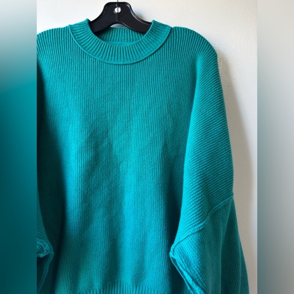Free People Teal Knit Crewneck Sweater - Picture 3 of 14
